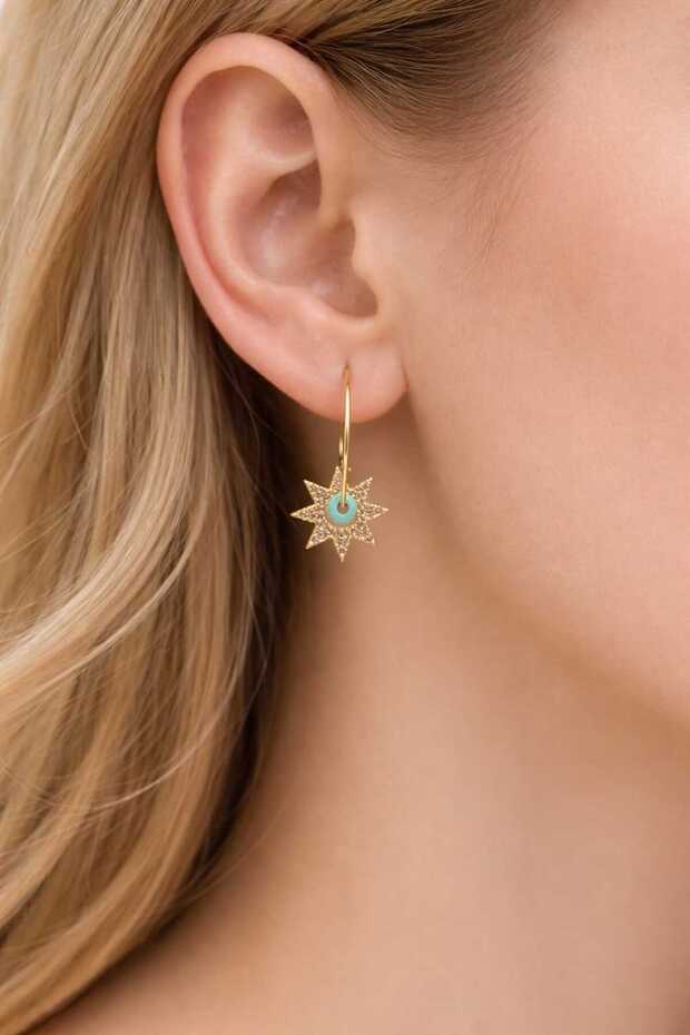 Star Charm Hoop Earrings