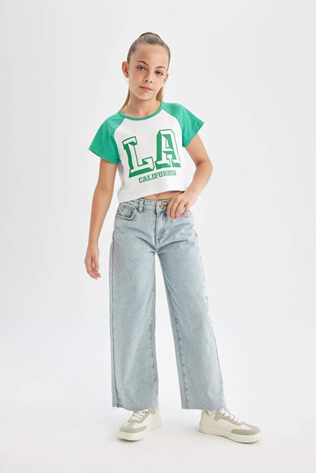 Crop Crew Neck Printed Short Sleeve T-Shirt Girls (24 Sm)