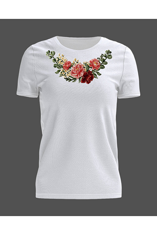 Unisex Carpet Look Floral Motif Printed Casual T-Shirt