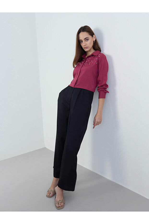 Women Black Wide Leg Trousers