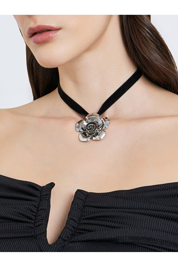 Black Velvet Rose Choker Necklace