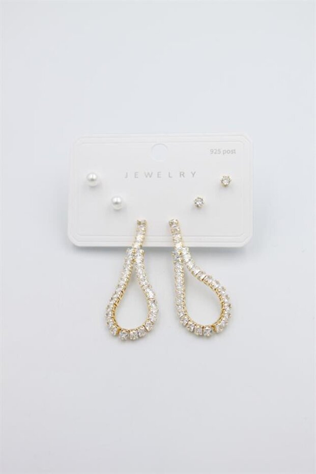 مجموعة أقراط متعددة - ذهبي - 2