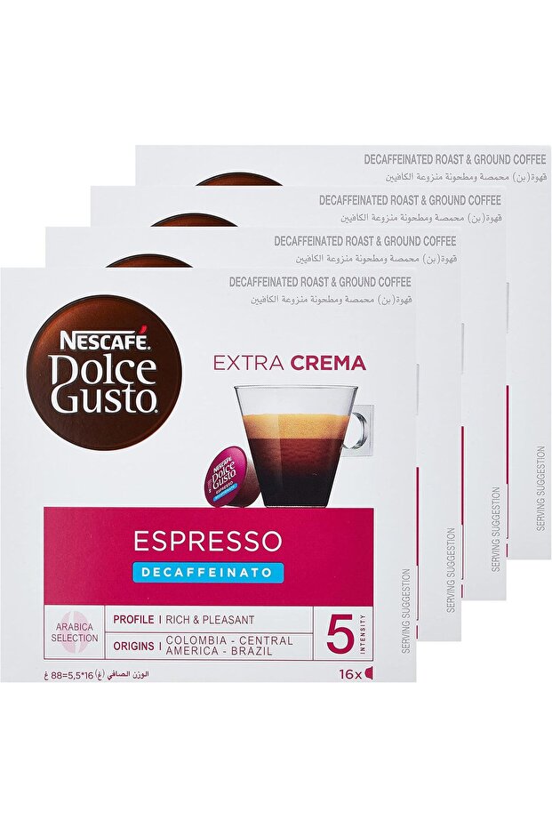 Dolce Gusto Decaffeinated Espresso Coffee, 16 Capsules, 3 Pack + 1 Free