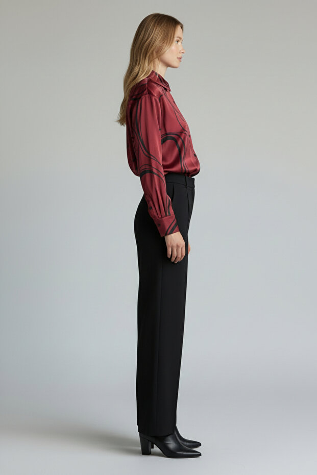 Kadın Parlak Dokulu Basic Gömlek - 5