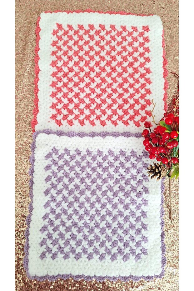2-Piece Bathing Washcloth Bathing Scrubber Hand Knitted Washcloth Soft Parent-Child Gift