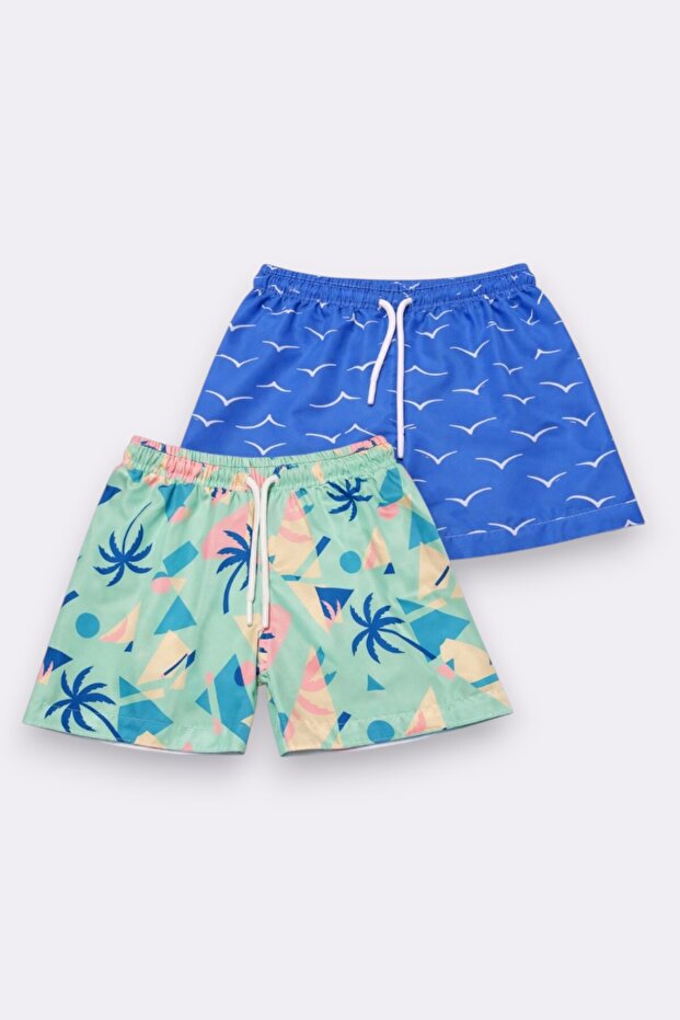 Boy's Gradient Patterned Swim Shorts Set of 2, Ages 3-16 12422