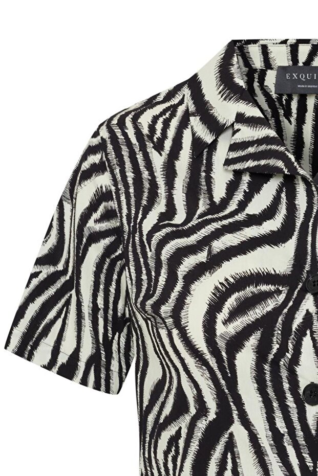 Zebra Patterned Cotton Regular Shirt - 7