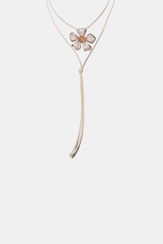 Çiçekli kordon kolye - 1