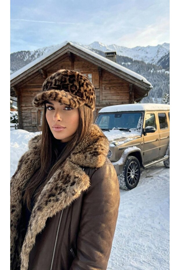 Leopard Patterned Plush Premium Winter Hat - 2