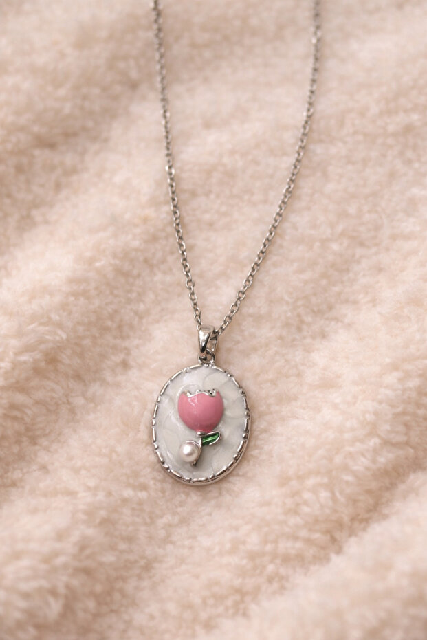 Pinterest Lale Çelik Kolye - 1