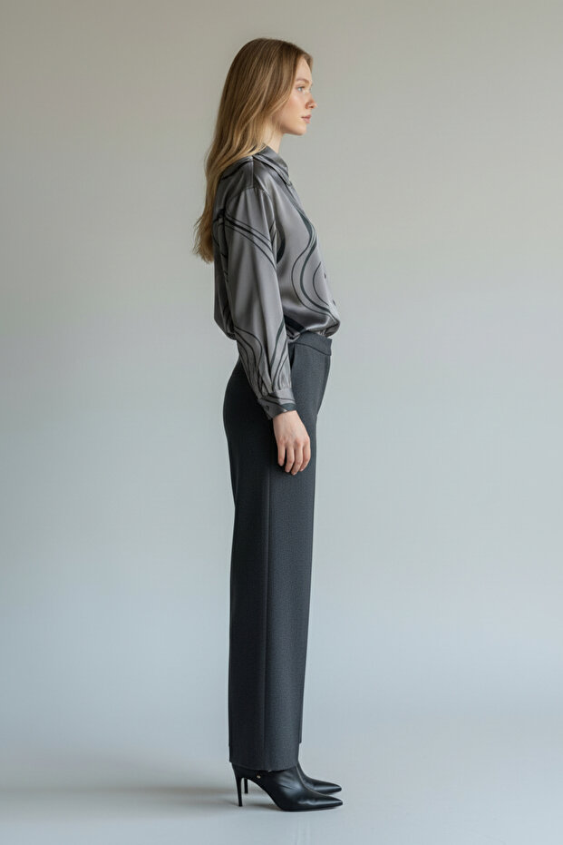 Kadın Parlak Dokulu Basic Gömlek - 5