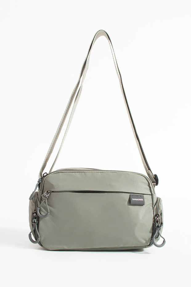4-Compartment Waterproof Parachute Fabric Shoulder Bag with Side Zipper Detail