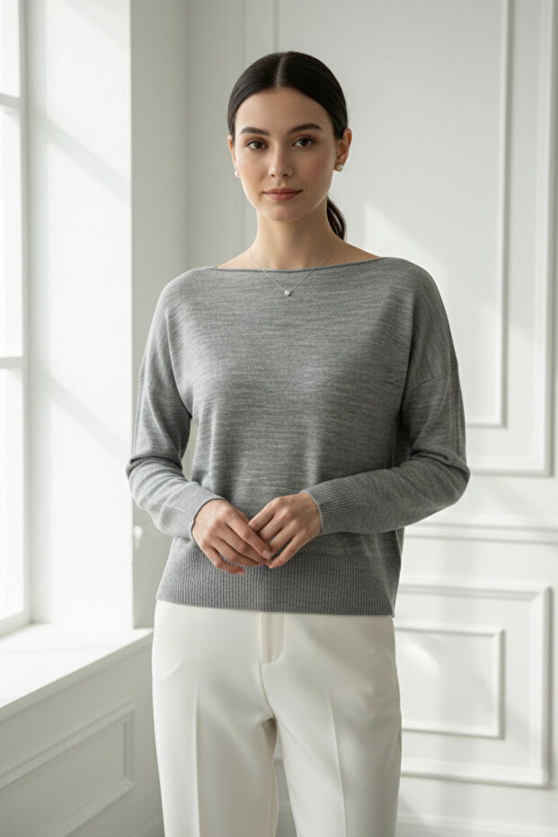 Boat Neck Knitwear Sweater