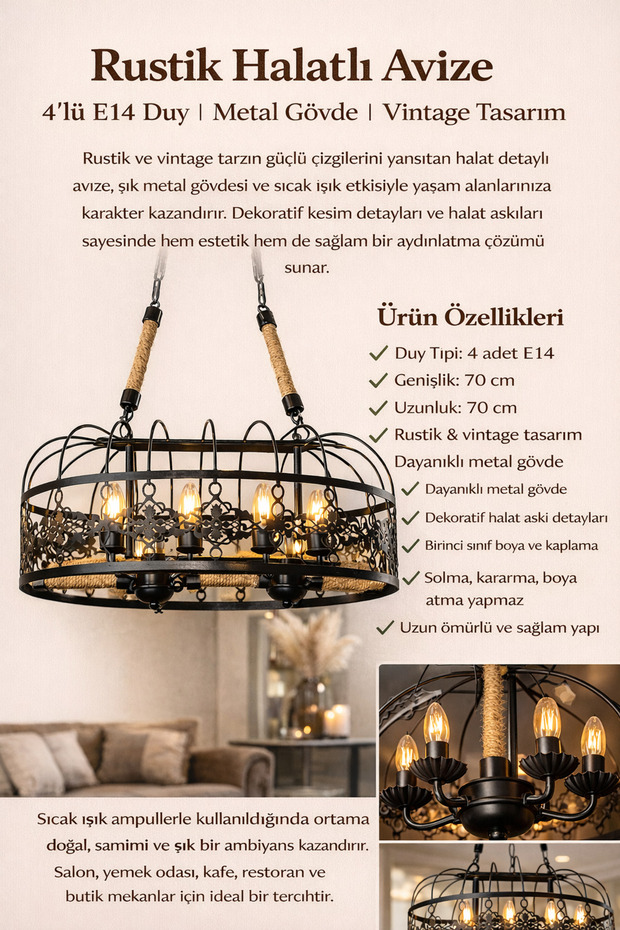 Rustik halatlı avze - 1