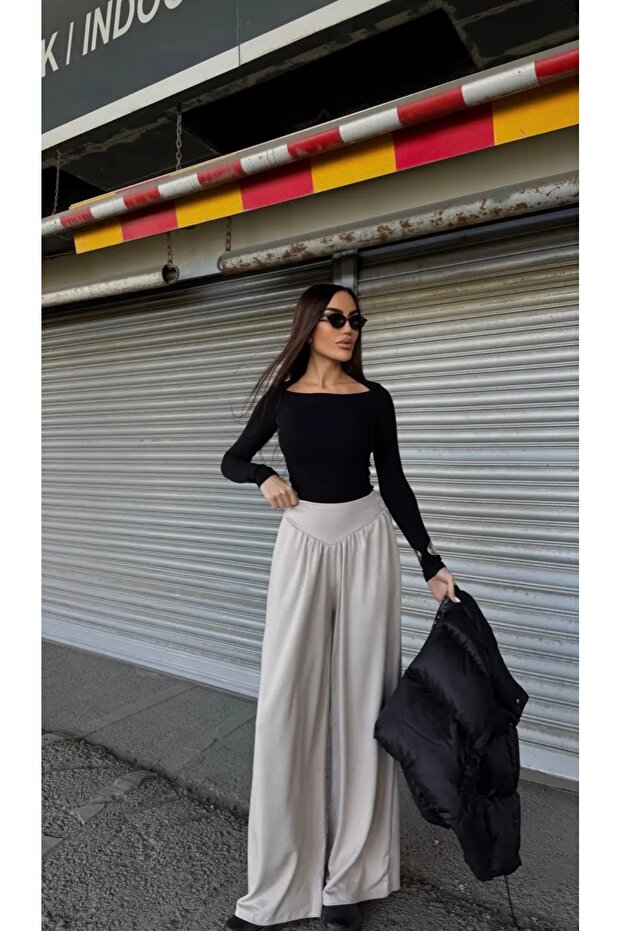 İspanyol Paça Kumaş Pantolon - 2