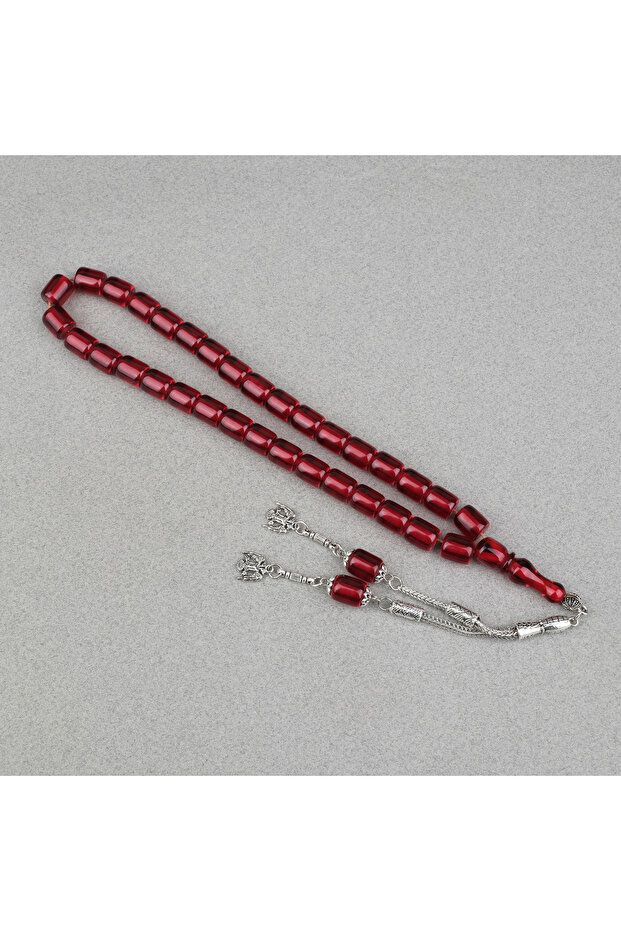 Katalin Stick Alpaca Tassel Capsule Cut 9X12Mm Prayer Beads - Transparent Burgundy