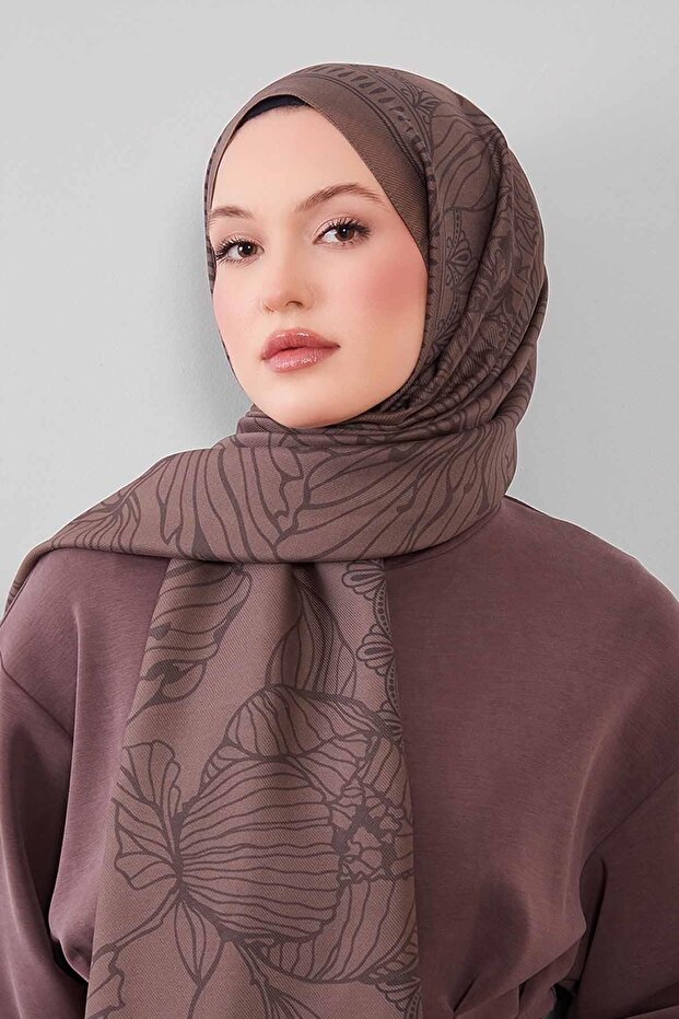 شال من الحرير والصوف بنقشة زهور المنك - 2