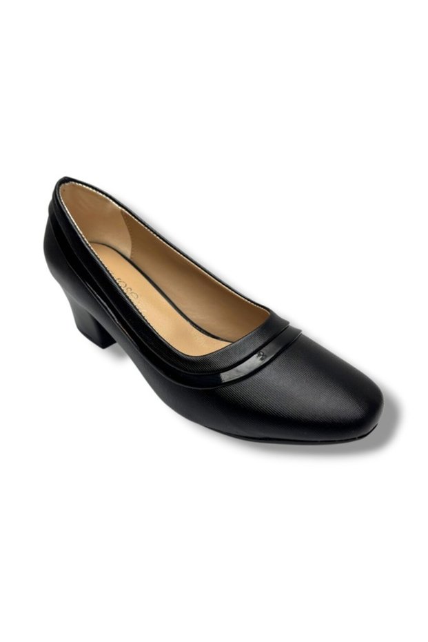 8665--26 Shiny Print Leather Patent Leather Striped Thick Heel Women's Shoes 5cm