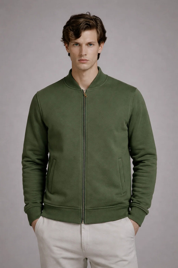 Men's Casual Double Pocket Khaki College Jacket