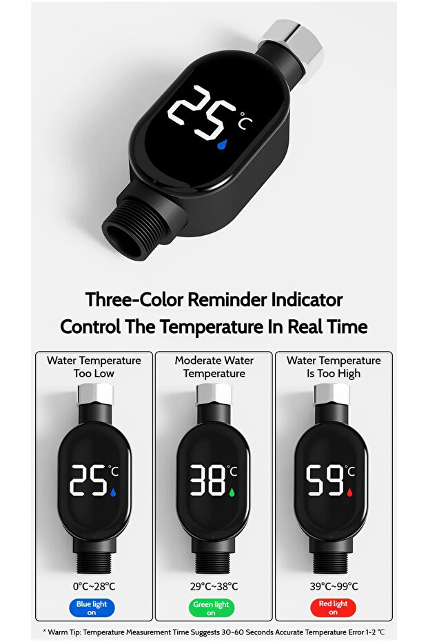مقياس حرارة رقمي عالمي للاستحمام بتقنية LED - 3