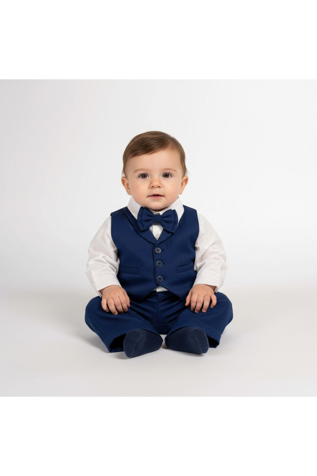 Pugi Striped Sports Collar Baby Boy Set