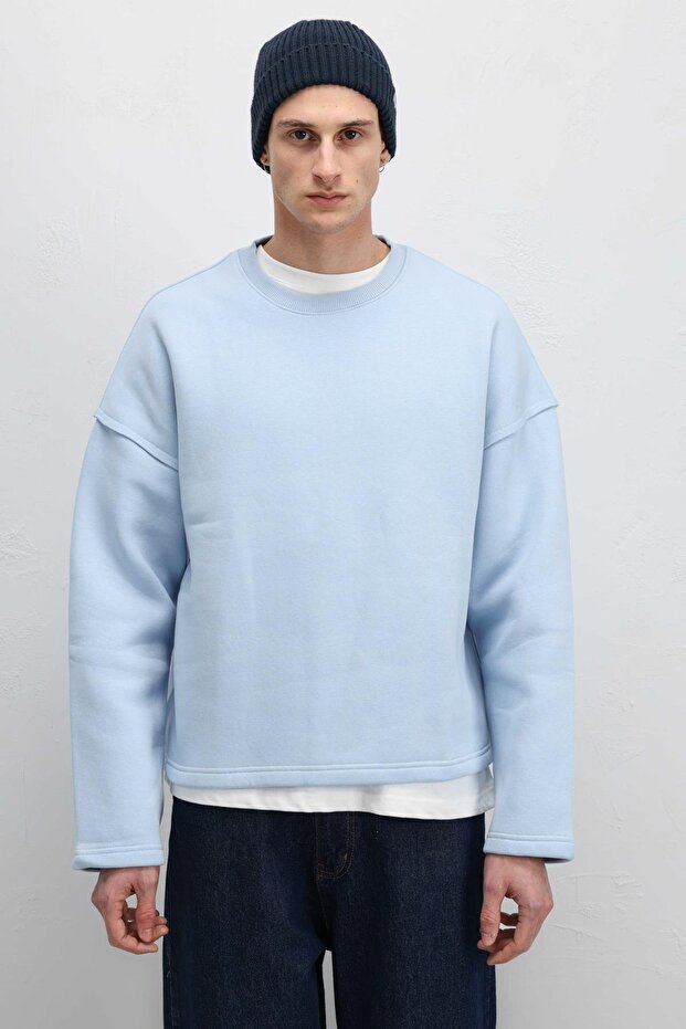 Boxy Fit Basic Sweatshirt Bebe Mavi - 1