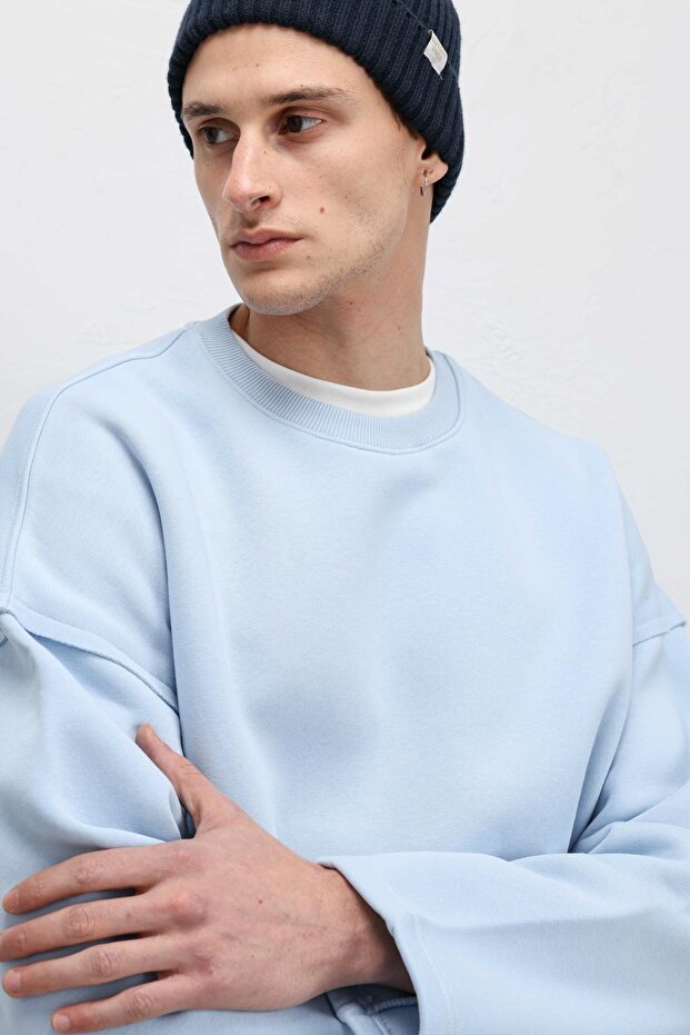 Boxy Fit Basic Sweatshirt Bebe Mavi - 7