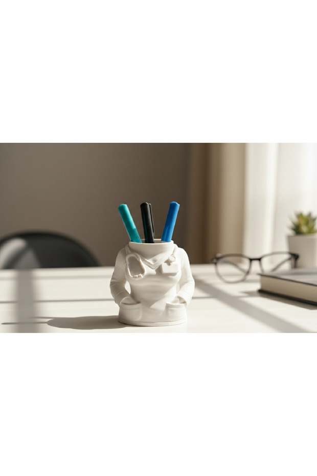 3D Design Women's Doctor Figure Pen Holder - Medical Themed Desktop Organizer