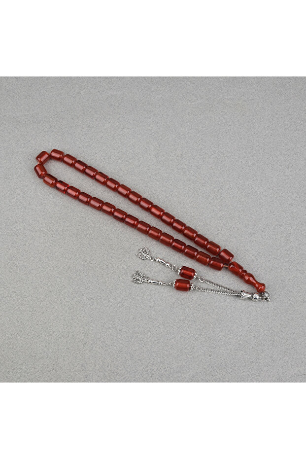 Squeeze Amber Alpaca Tassel Capsule Cut 9X11Mm Prayer Beads - Caramel