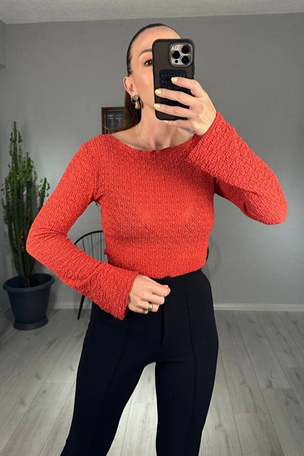 Crew Neck Transparent Blouse