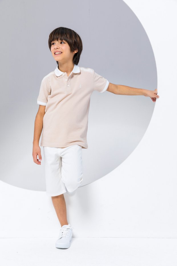 Boy's Seahorse Logo Polo T-Shirt with Stripe Detail-New Season