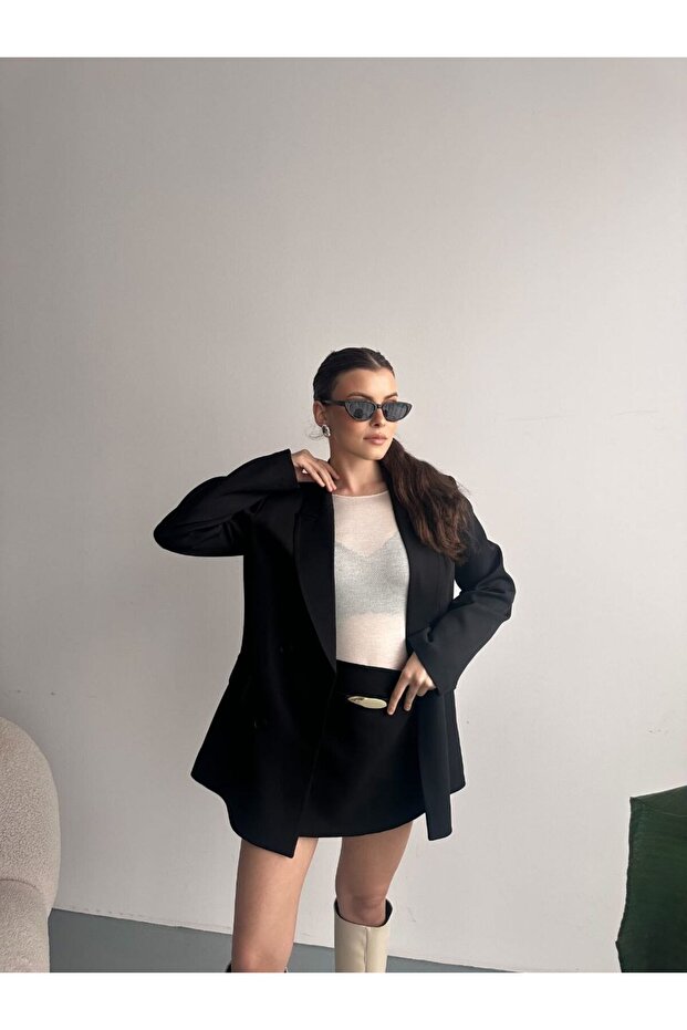 Jachetă lungă tip blazer cu 4 nasturi - 3