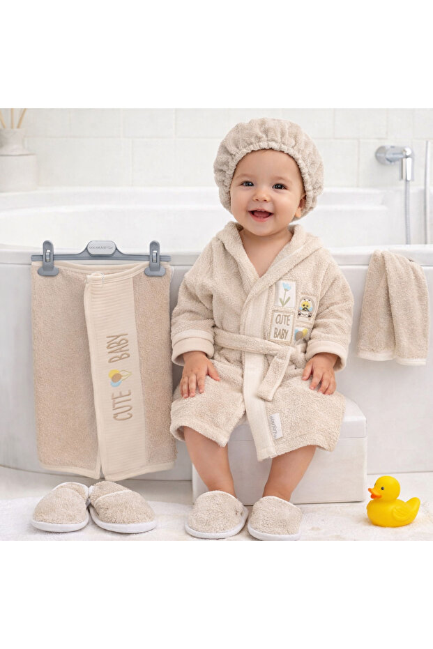 Bambu 0-24 Ay Bebek Bornoz Seti - 4