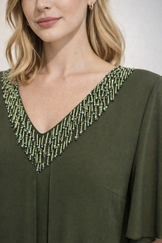 Rochie midi brodata cu margele - 3