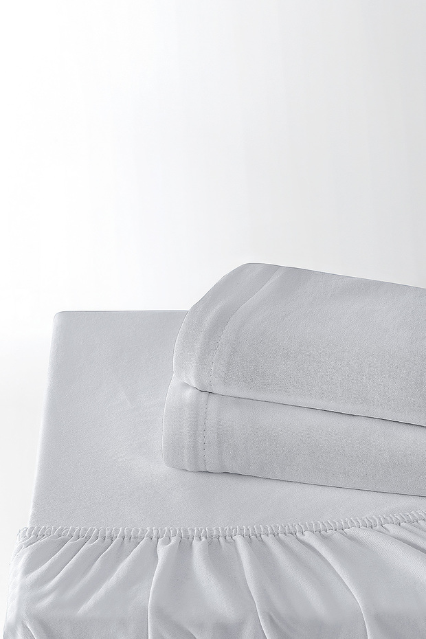 طقم ملاءات سرير مطاطية فردية من سوفتي - رمادي - 2