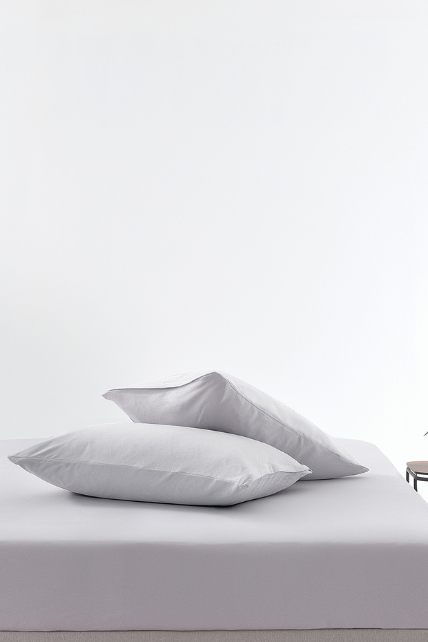 طقم ملاءات سرير مطاطية فردية من سوفتي - رمادي - 1