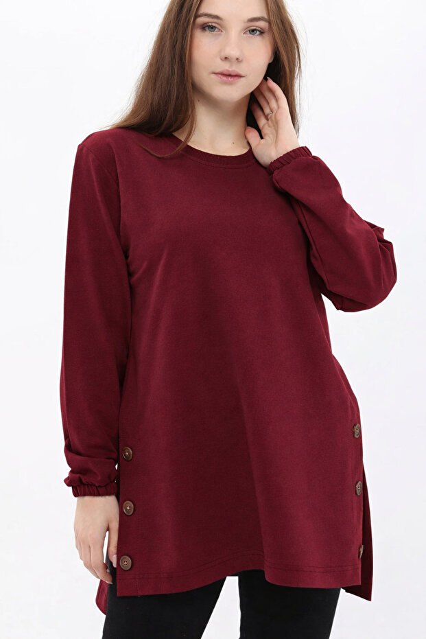 Women's Burgundy Buttoned Tunic