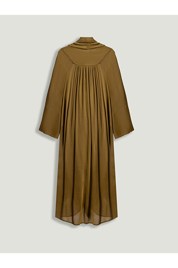 Drape Detaylı Midi Elbise - 6