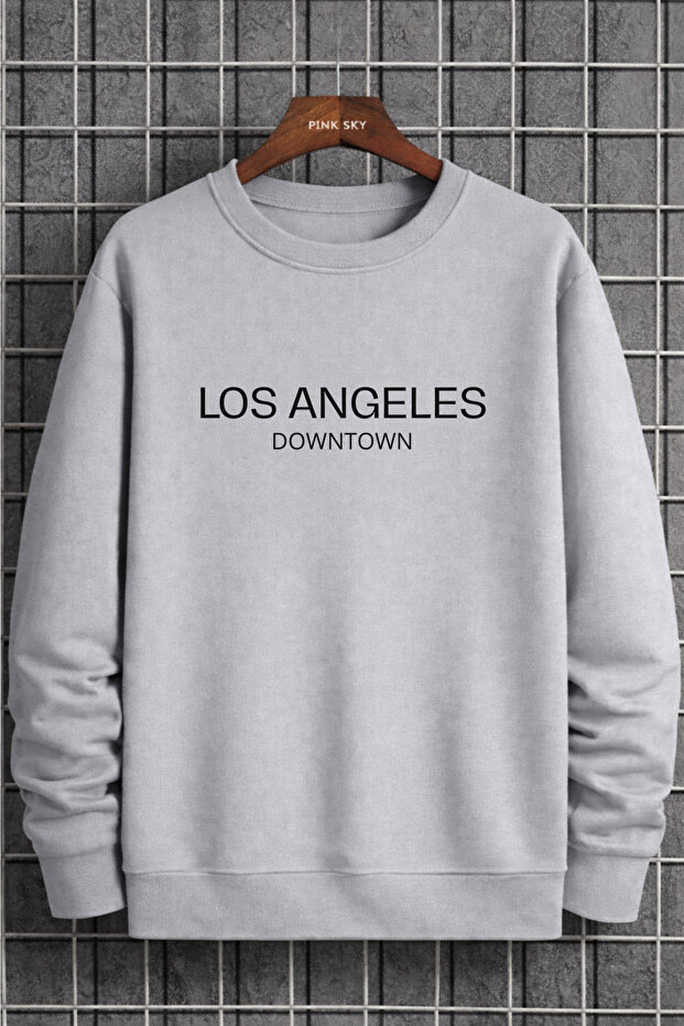 Unisex Oversized Cotton Printed Sweatshirt Los Angeles Downtown