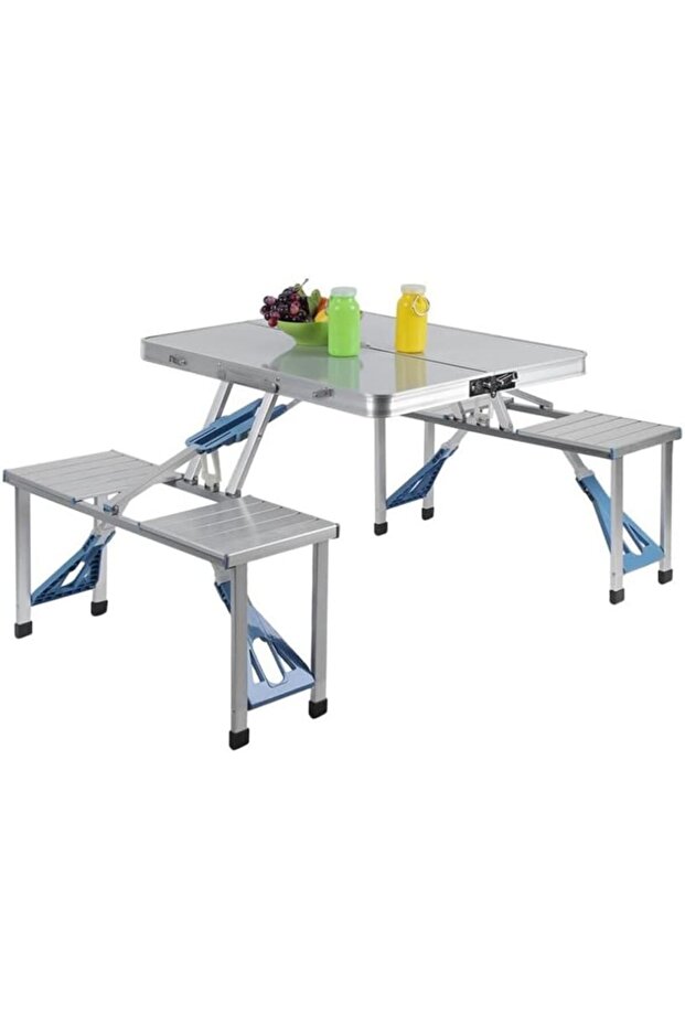 Foldable Table with Stools – Portable Folding Camping Table, Lightweight Outdoor & Kitchen Table - 1
