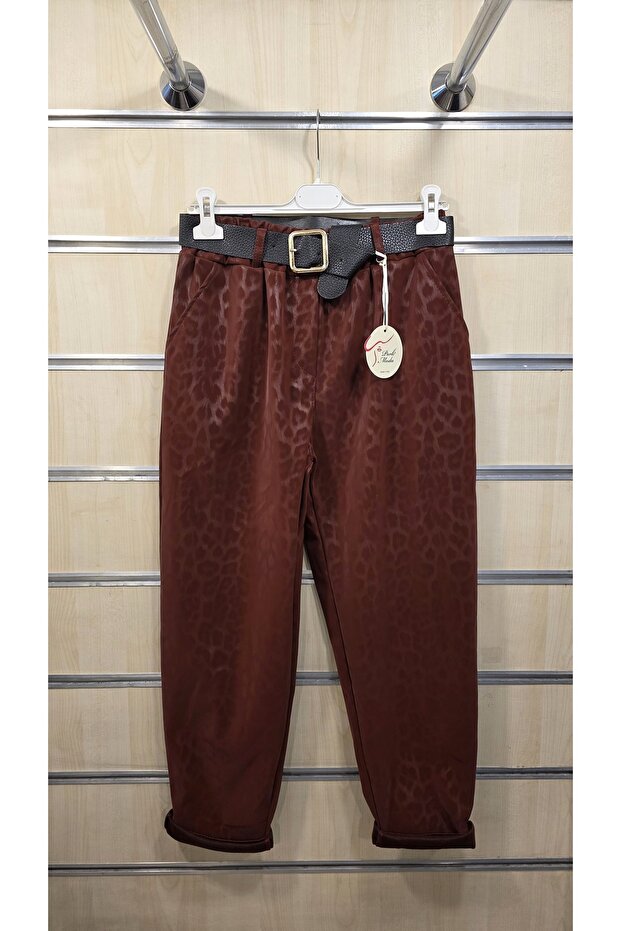 بنطلون بنمط الفهد مظهر جلدي - 1