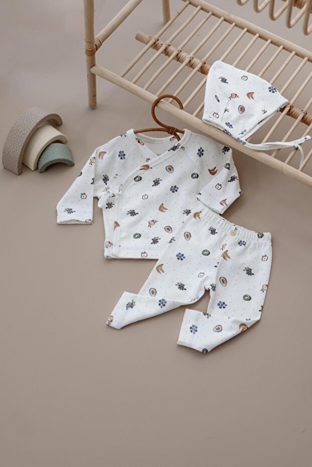 Fruit Printed Pure Hug Series Double Breasted 3-Piece Set