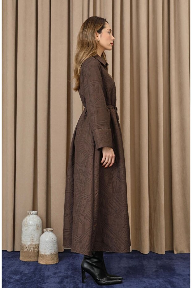 Kadın Belden Bağlamalı Elbise - 5