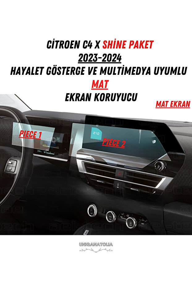حزمة Citroen C4x Shine المتوافقة مع شاشة Hayalet وواقي الشاشة غير اللامع للوسائط المتعددة
