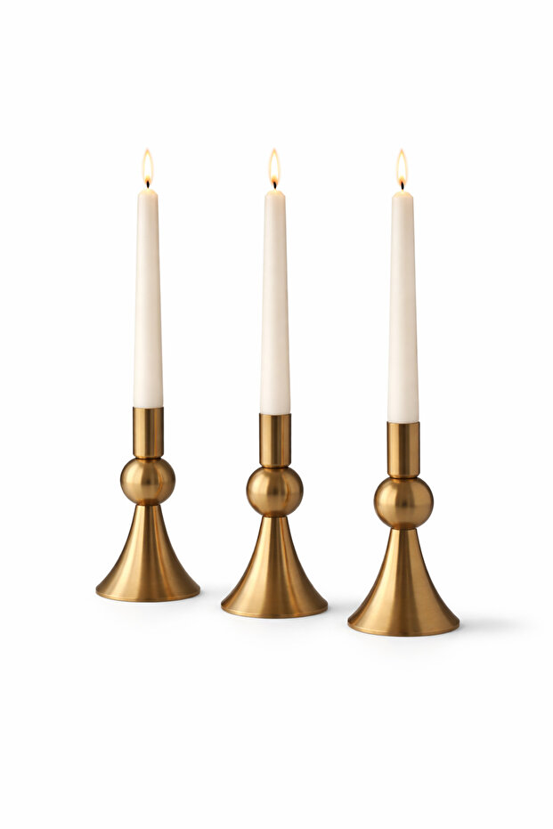 3’Lü Mini Eskitme Şamdan Mumluk - 4