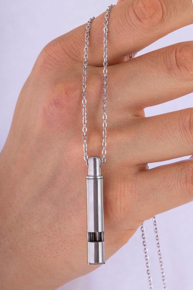 Stainless Steel Whistle Necklace Emergency Loud Sound
