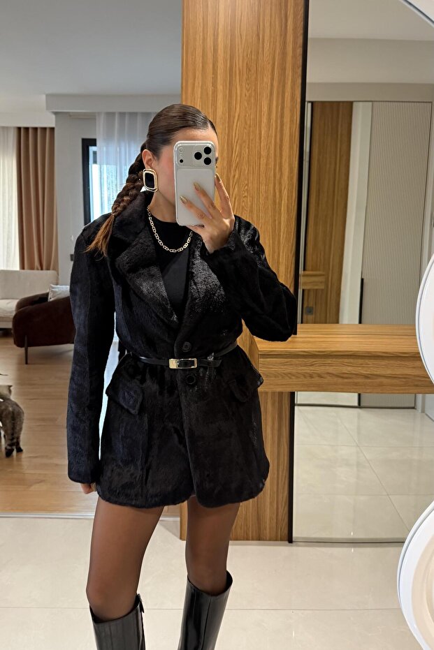 Marcella Siyah Dokulu Blazer - 2