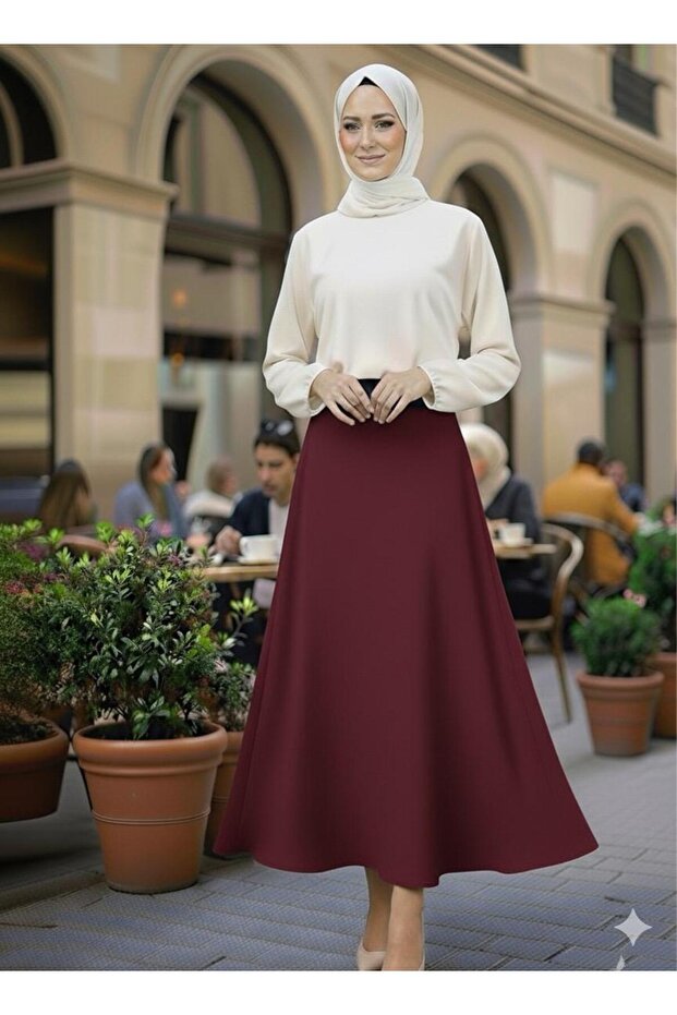 Scuba hijab flared skirt