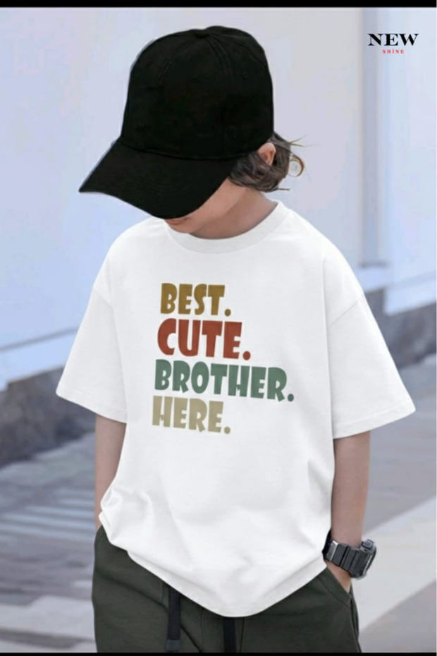Best Cute Brother Here Printed Unisex Children's T-Shirt