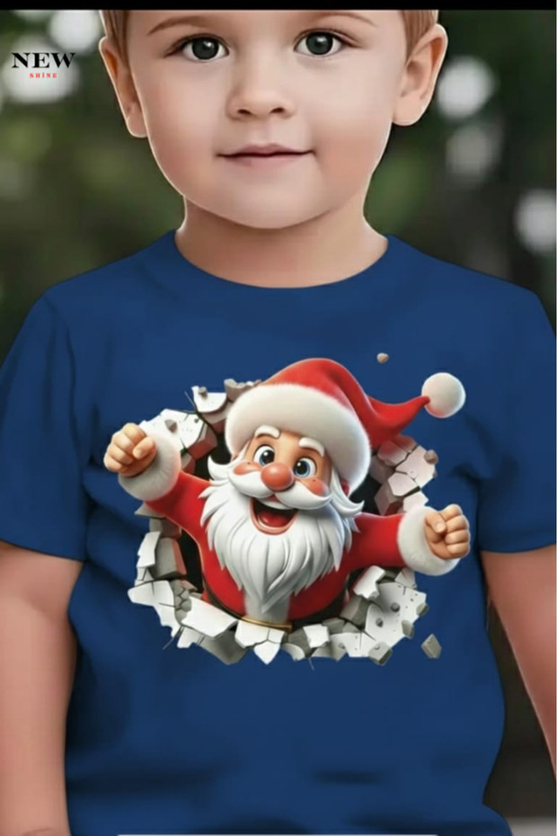 Unisex Children's T-Shirt with Santa Claus Print